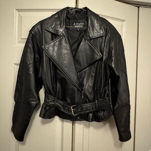 Luis Alvear Vintage Women's Black Moto Leather Jacket